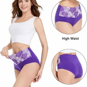 (Last Day Promotion-SAVE 50% OFF) – Cotton High Waist Tummy Control Leak proof Panties Rose Jacquard Ladies Panty Multipack (2PCS/SET) – BUY 2 SETS GET 10% OFF