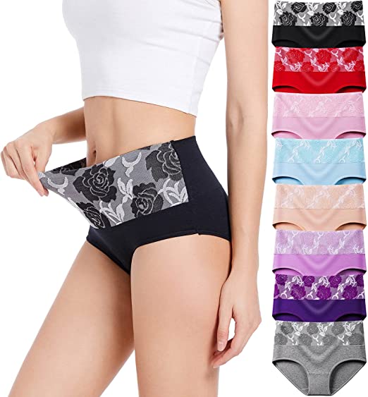 (Last Day Promotion-SAVE 50% OFF) - Cotton High Waist Tummy Control Leak proof Panties Rose Jacquard Ladies Panty Multipack (2PCS/SET) - BUY 2 SETS GET 10% OFF