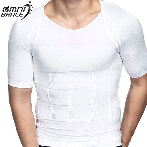 OmniBrace Men's Body Slimming Short Sleeve Compression T-Shirt