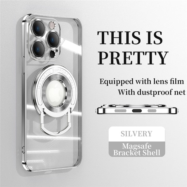 Plating Transparent Magsafe Kickstand iPhone Case