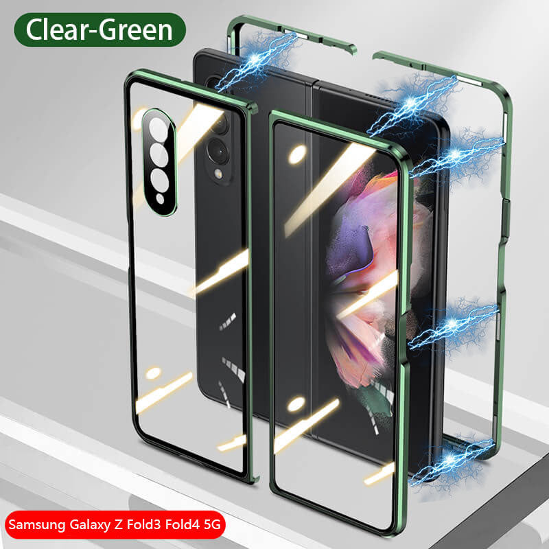 Samsung Galaxy Z Fold3 Fold4 Magnetic Double-Sided Protection Tempered Glass Aluminum Frame Phone Case