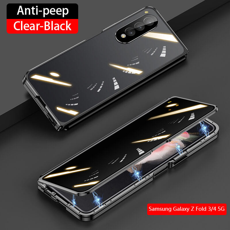 Samsung Galaxy Z Fold3 Fold4 Magnetic Double-Sided Protection Tempered Glass Aluminum Frame Phone Case