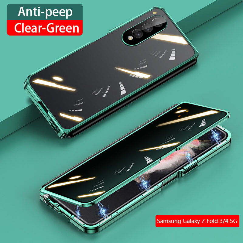 Samsung Galaxy Z Fold3 Fold4 Magnetic Double-Sided Protection Tempered Glass Aluminum Frame Phone Case