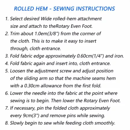 Sewing Hemmer Foot - Fits for All Low Shank Snap-On Machines
