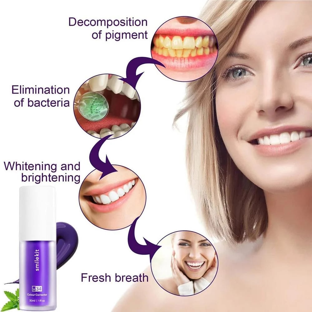 SMILEKIT New V34 Series Toothpaste Purple Color Corrector