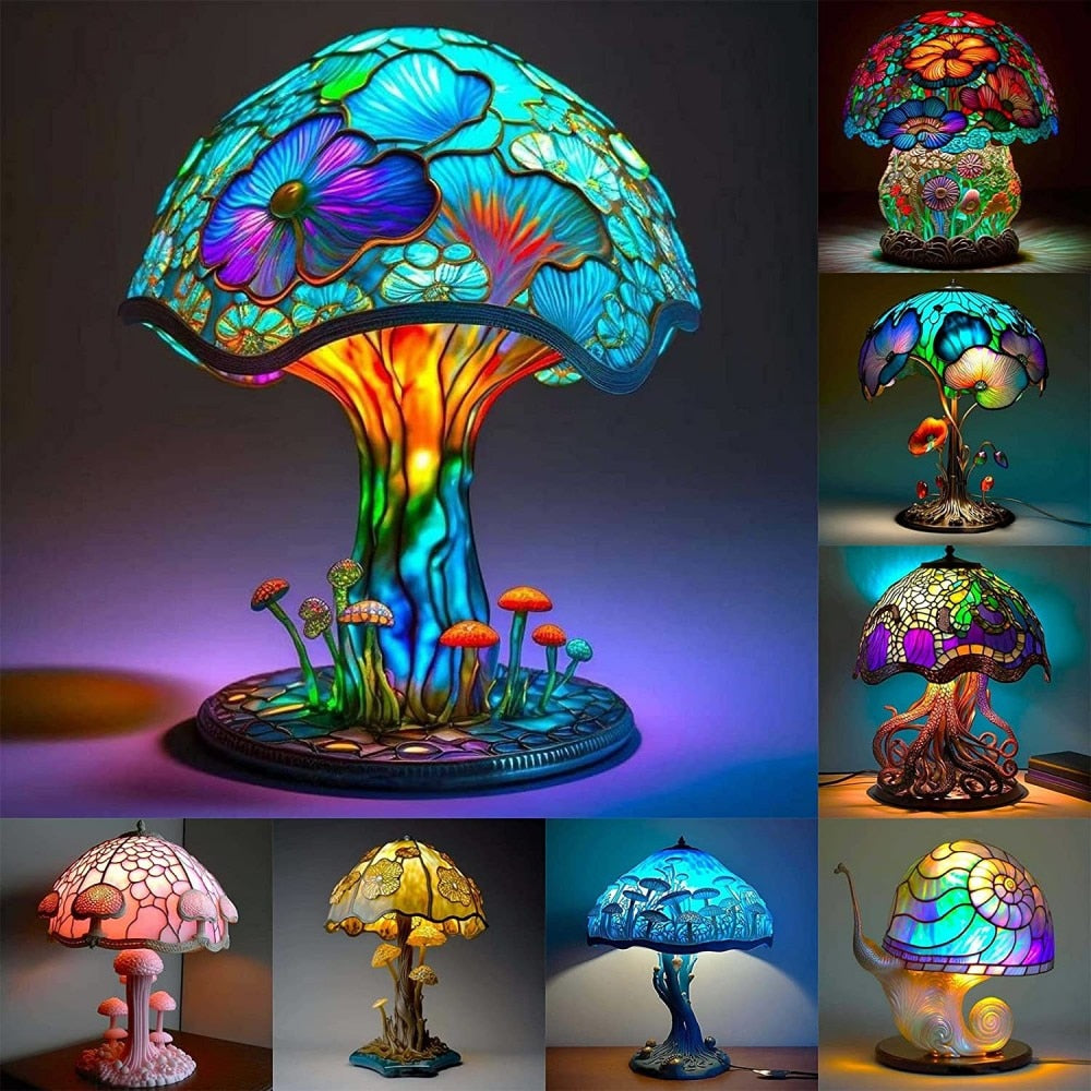 Stained Glass Plant Series Table Lamp