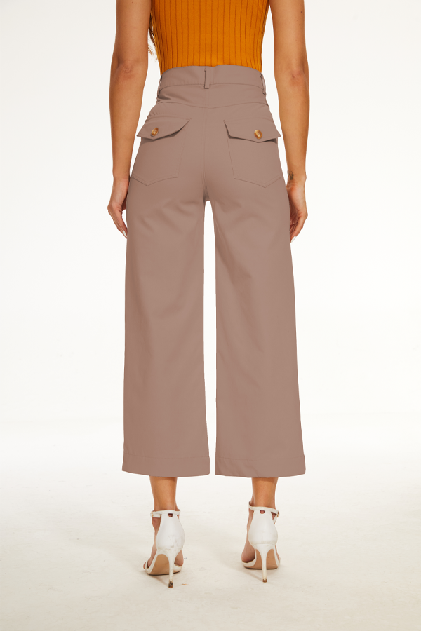 Stretch Twill Cropped Wide Leg Pant