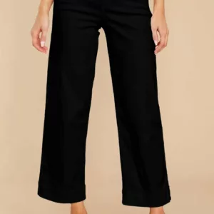 Stretch Twill Cropped Wide Leg Pants