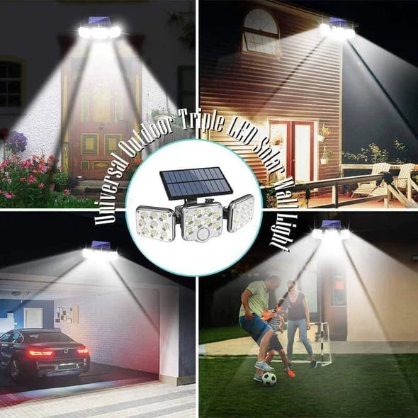 Triple LED Solar Wall Light