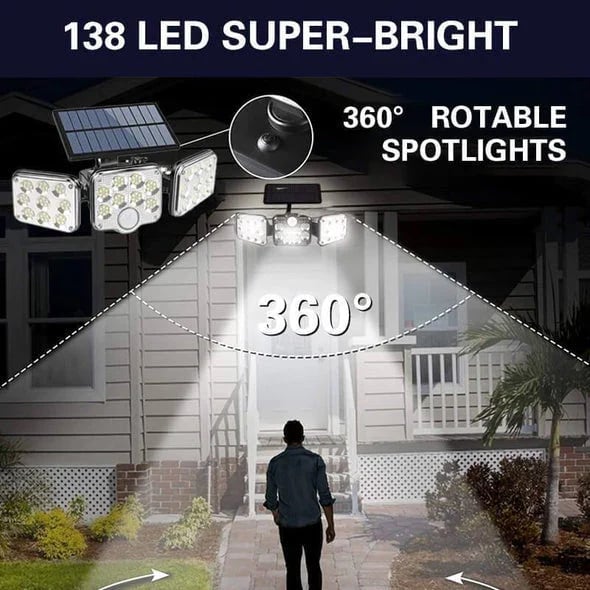 Triple LED Solar Wall Light