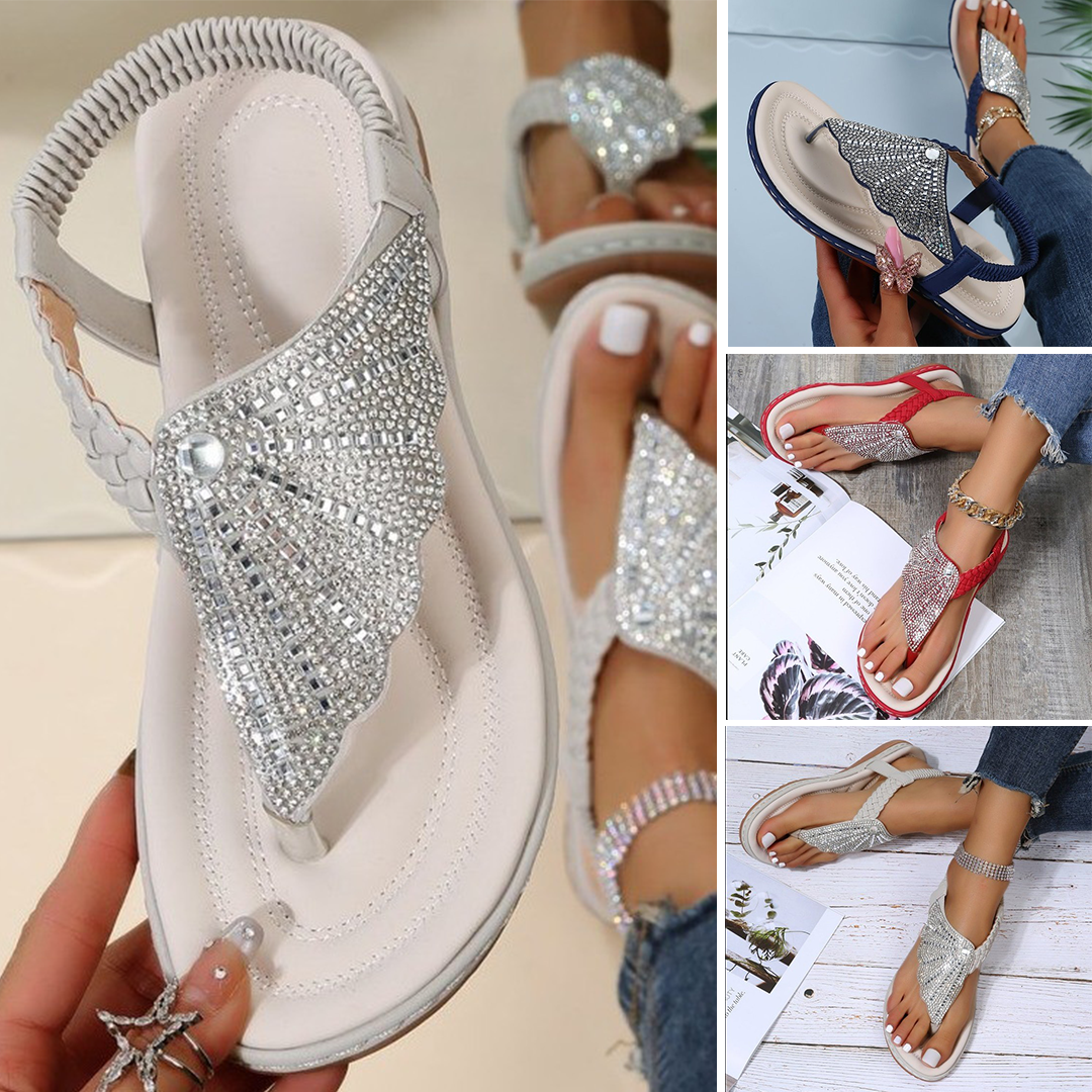 2023 Ortopedic Women's Sandals Casual Crystal Roman Slippers