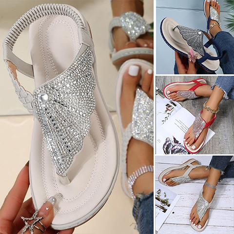 2023 Ortopedic Womenâ€™s Sandals Casual Crystal Roman Slippers