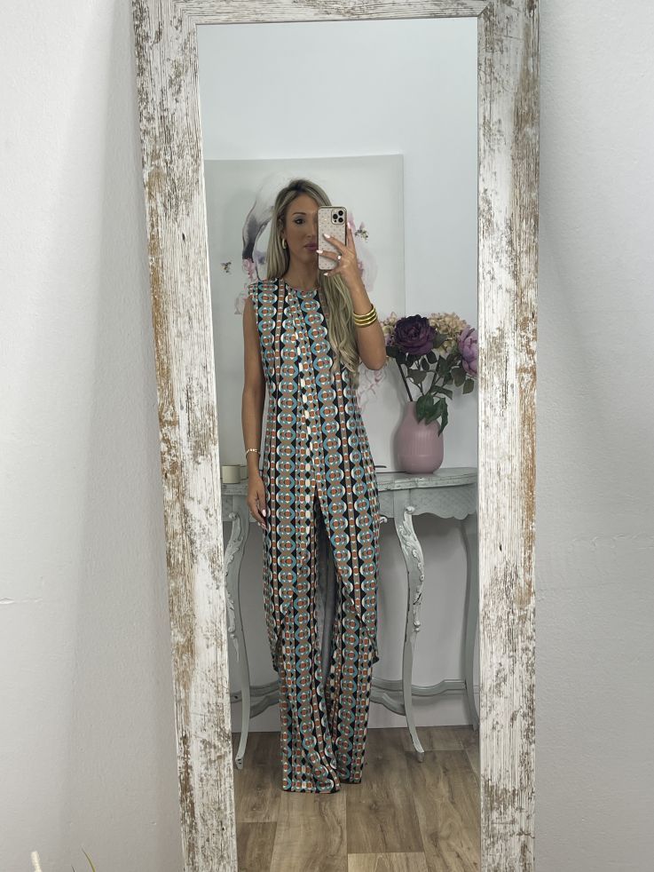 5 Colors Abstract Printed Top+Pants Comfy Suit