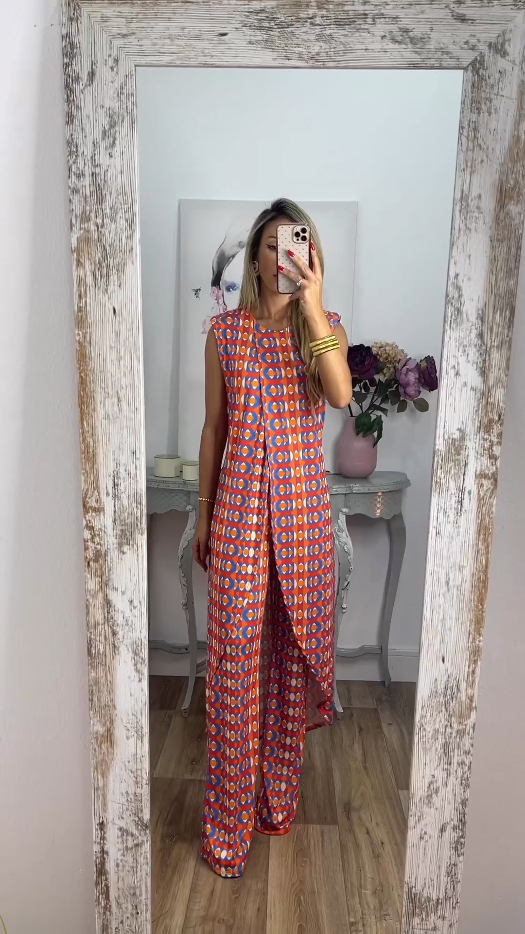 5 Colors Abstract Printed Top+Pants Comfy Suit