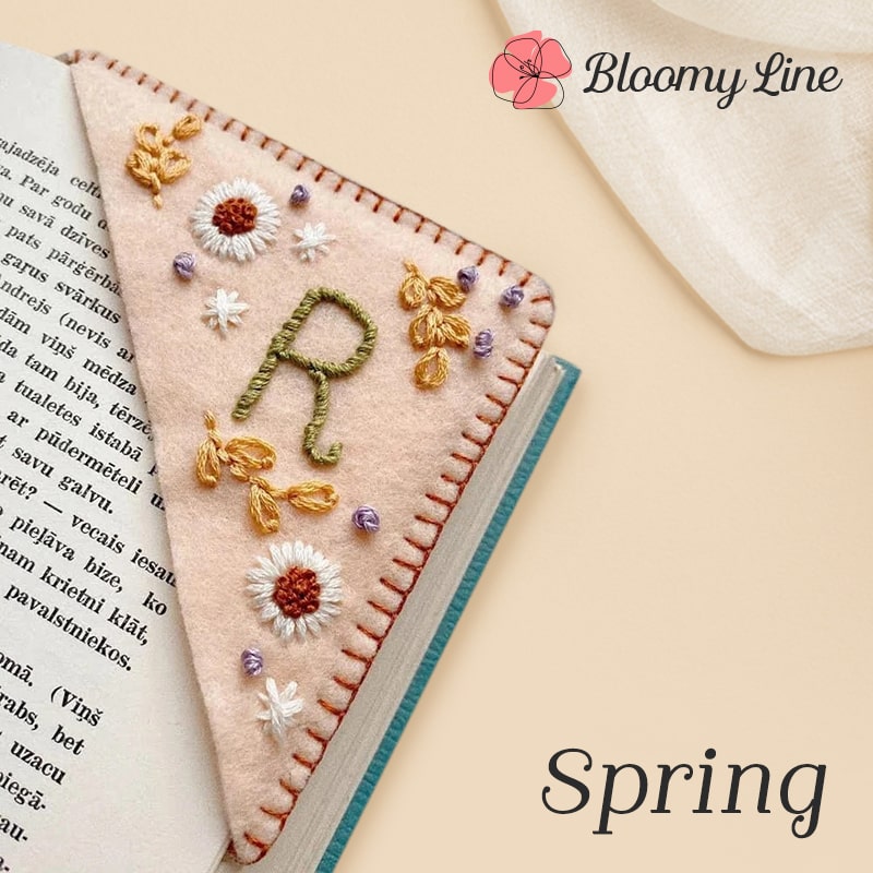 Bloomy Line - LAST DAY 70% OFF - Personalized Hand Embroidered Corner Bookmark