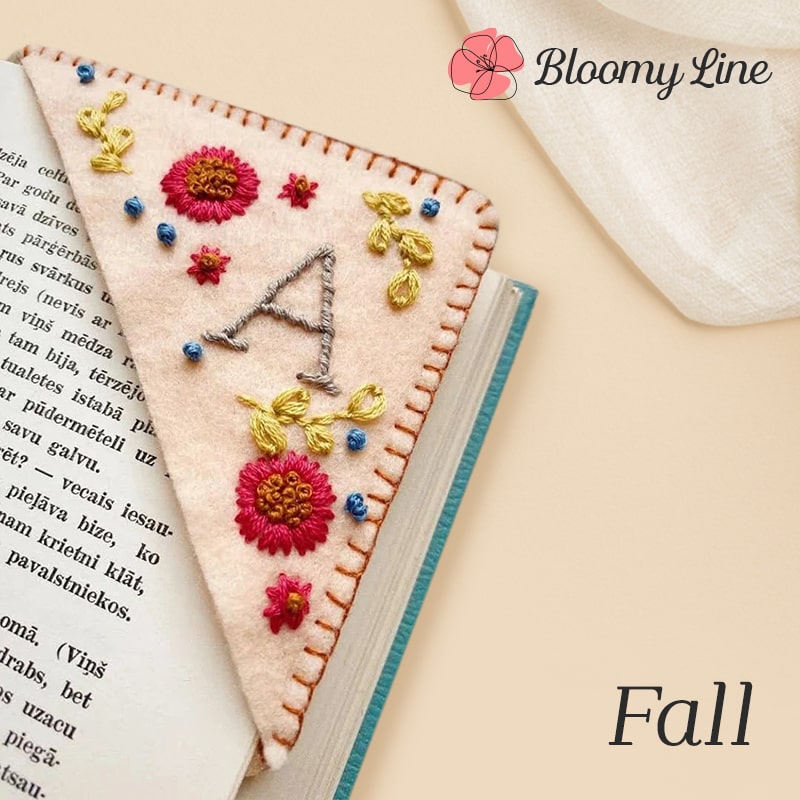 Bloomy Line - LAST DAY 70% OFF - Personalized Hand Embroidered Corner Bookmark