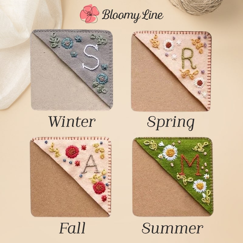 Bloomy Line - LAST DAY 70% OFF - Personalized Hand Embroidered Corner Bookmark