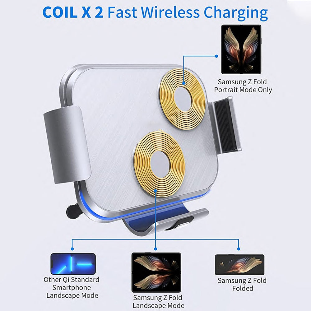 CAR WIRELESS FAST CHARGING AUTO CLAMPING MOUNT - Fold Series