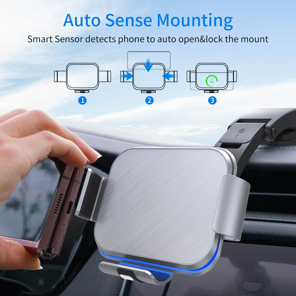 CAR WIRELESS FAST CHARGING AUTO CLAMPING MOUNT - Fold Series