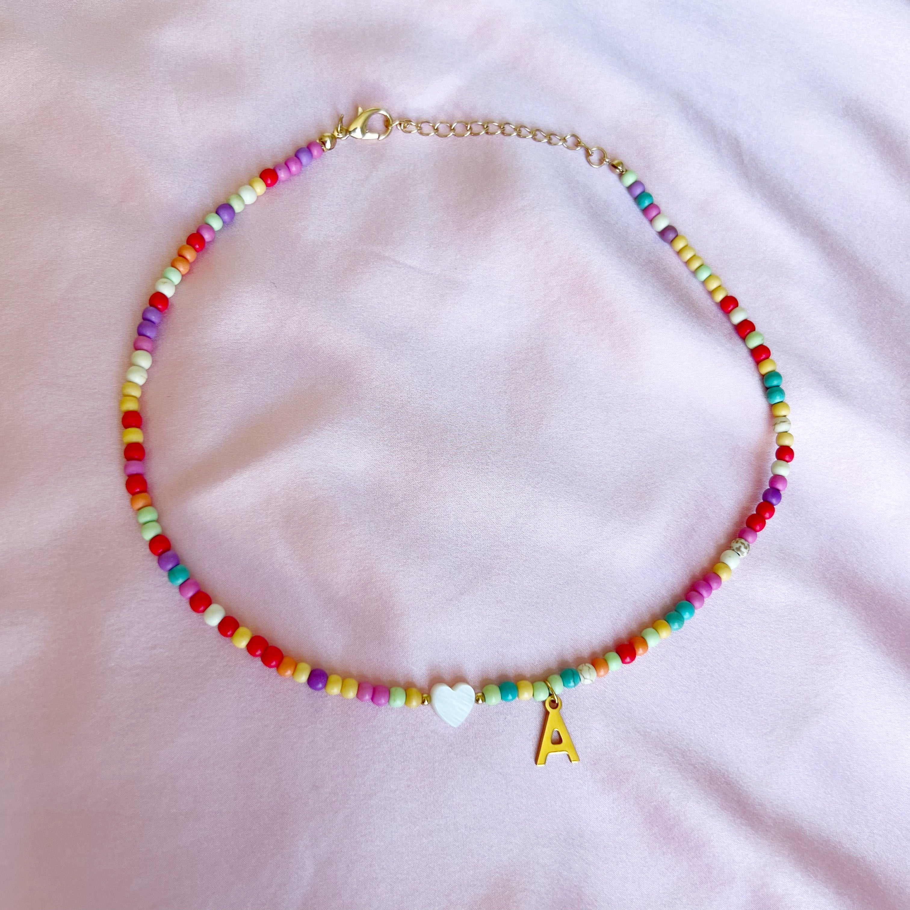 Colorful Beads Initial Choker ’18k Gold Plated’