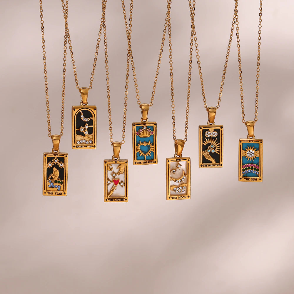 Colorful Tarot Cards Symbolic Necklaces