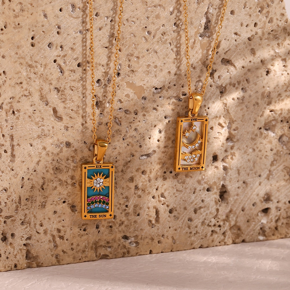 Colorful Tarot Cards Symbolic Necklaces