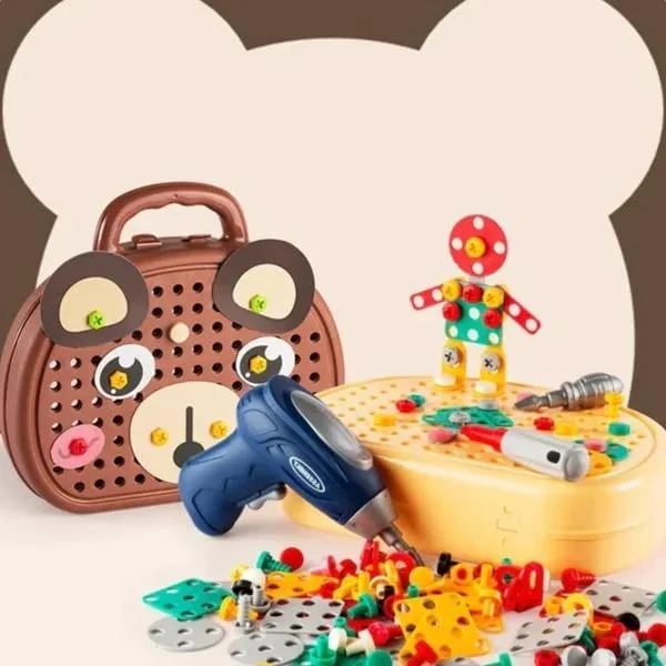 Creativity Tool Box - Develop Creativity, Kids Drill Set Building Blocks, Electric Drill Puzzle Toy with Drill Screwdriver Tool