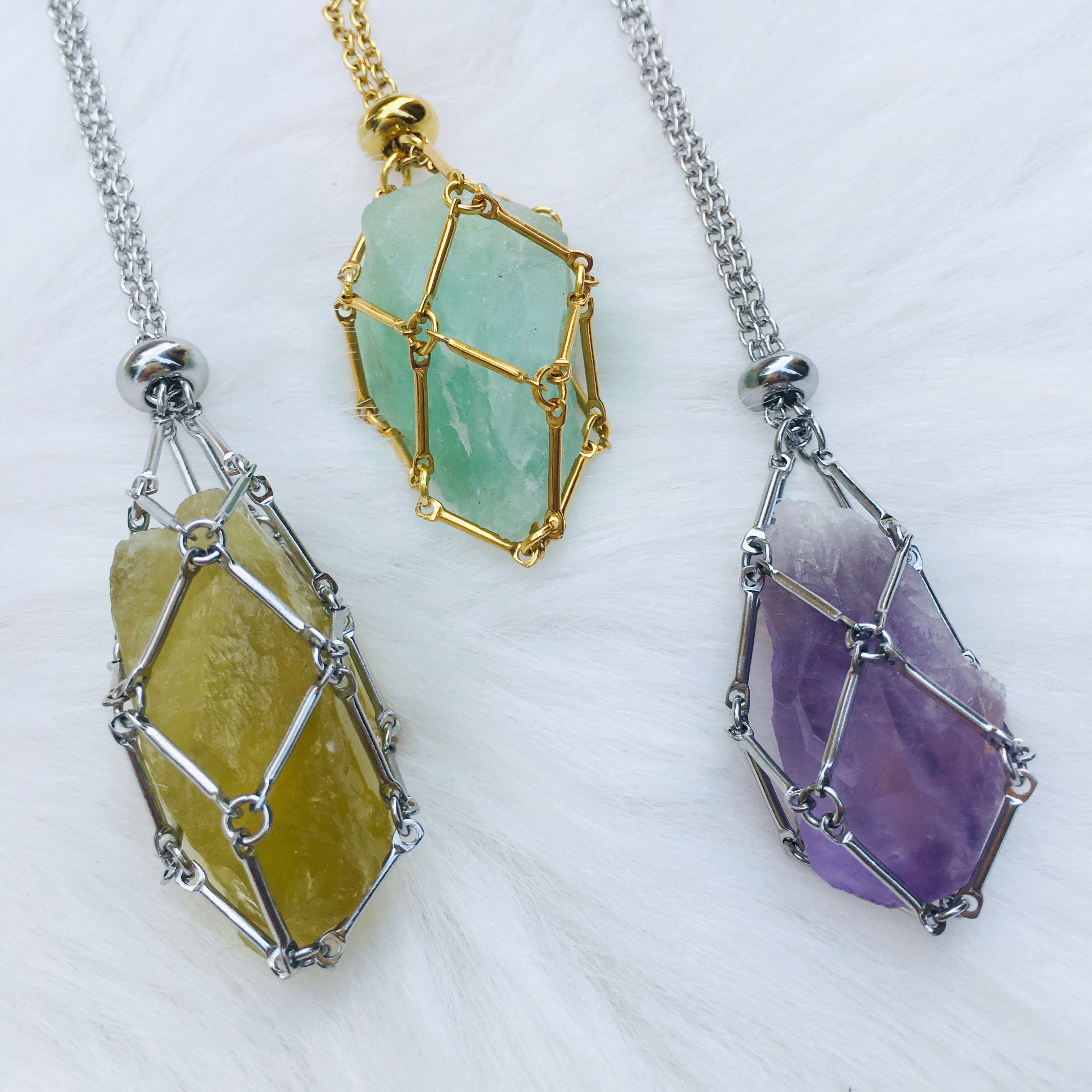 Crystal Stone Holder Necklace