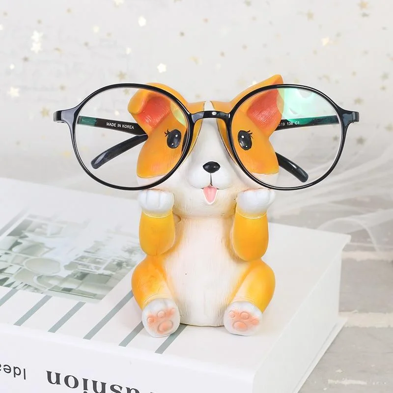 Cute Dog Glasses Holder Stand Resin Eyeglass Retainers Sunglasses Spectacle Display Rack Cute Office Home Desktop Decorations