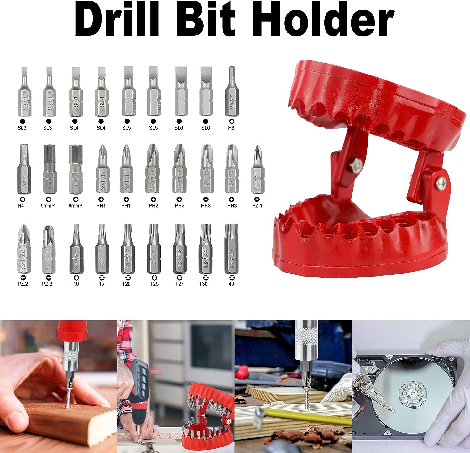 Denture Drill Bit Holder with 28 Bits Set