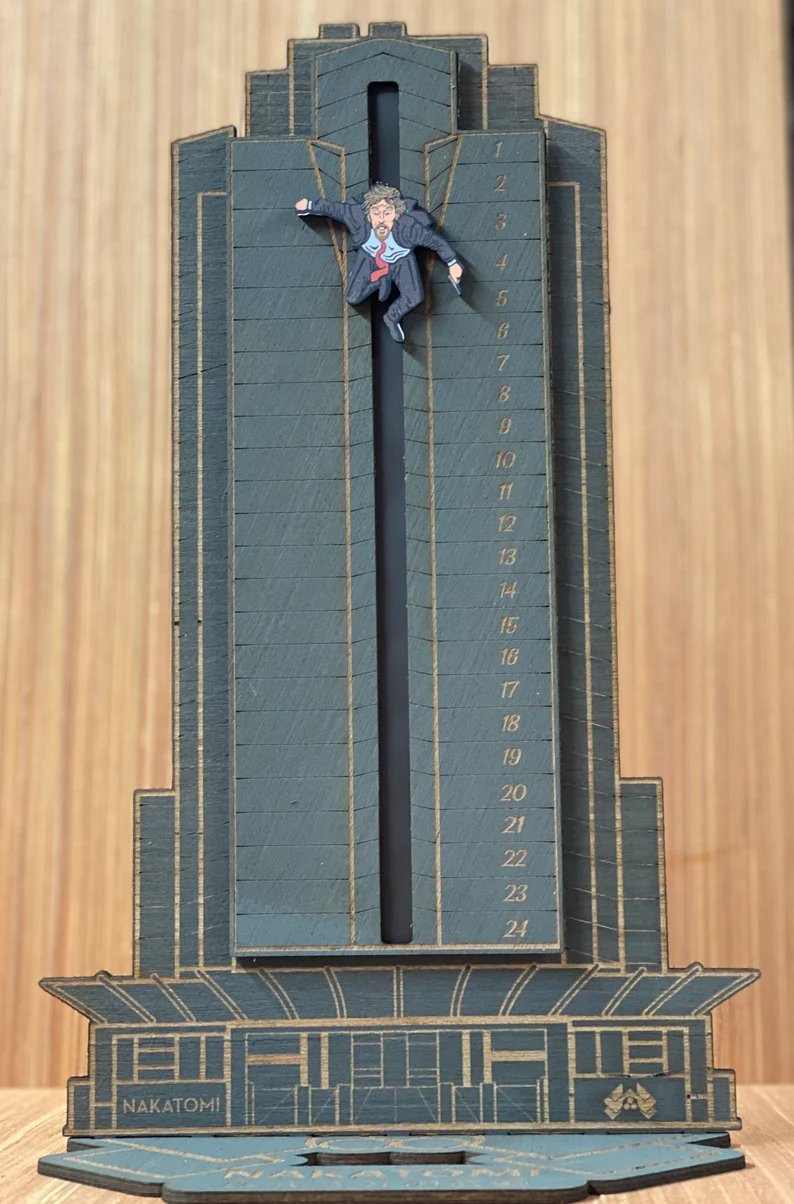 Die Hard Advent Calendar - Hans Gruber Falling off of Nakatomi Plaza