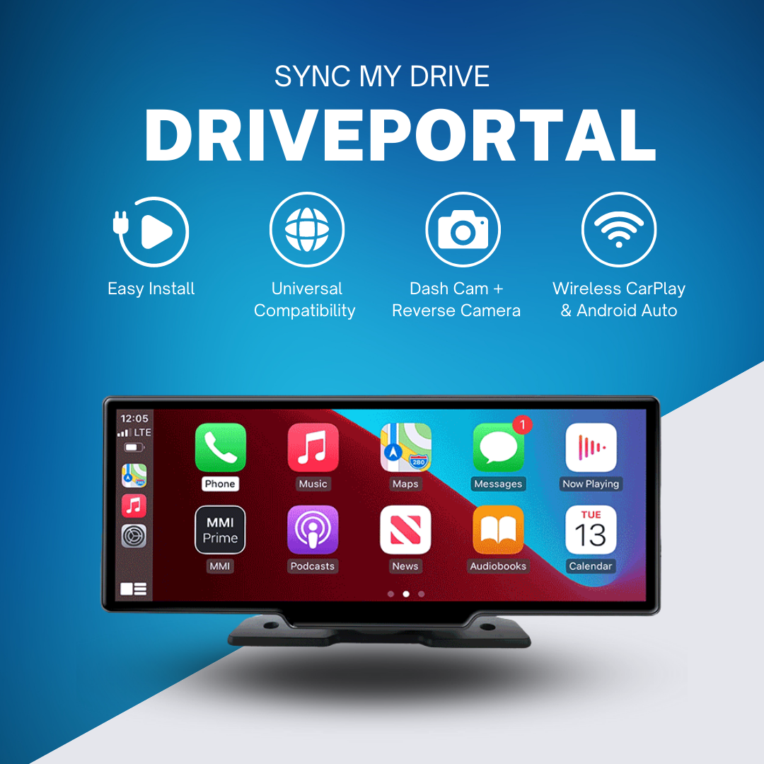 DrivePortal Wireless CarPlay Head Unit with 4K Dash Cam