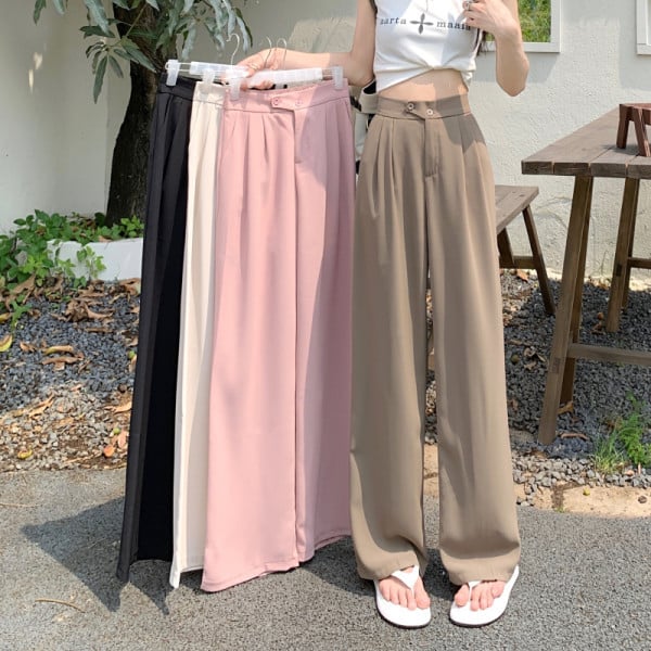 Figure-flattering versatile high-waisted wide leg trousers