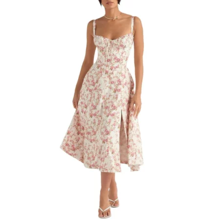 Floral Bustier Midriff Waist Shaper Dress - Last Day Promotion 70% Off