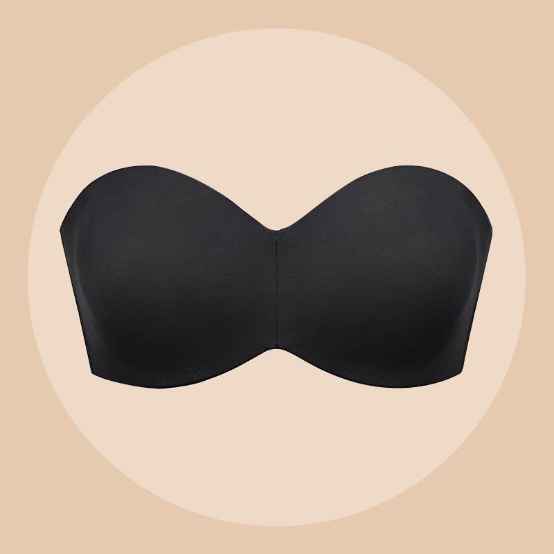 Full Support Non-Slip Convertible Bandeau Bra-Black