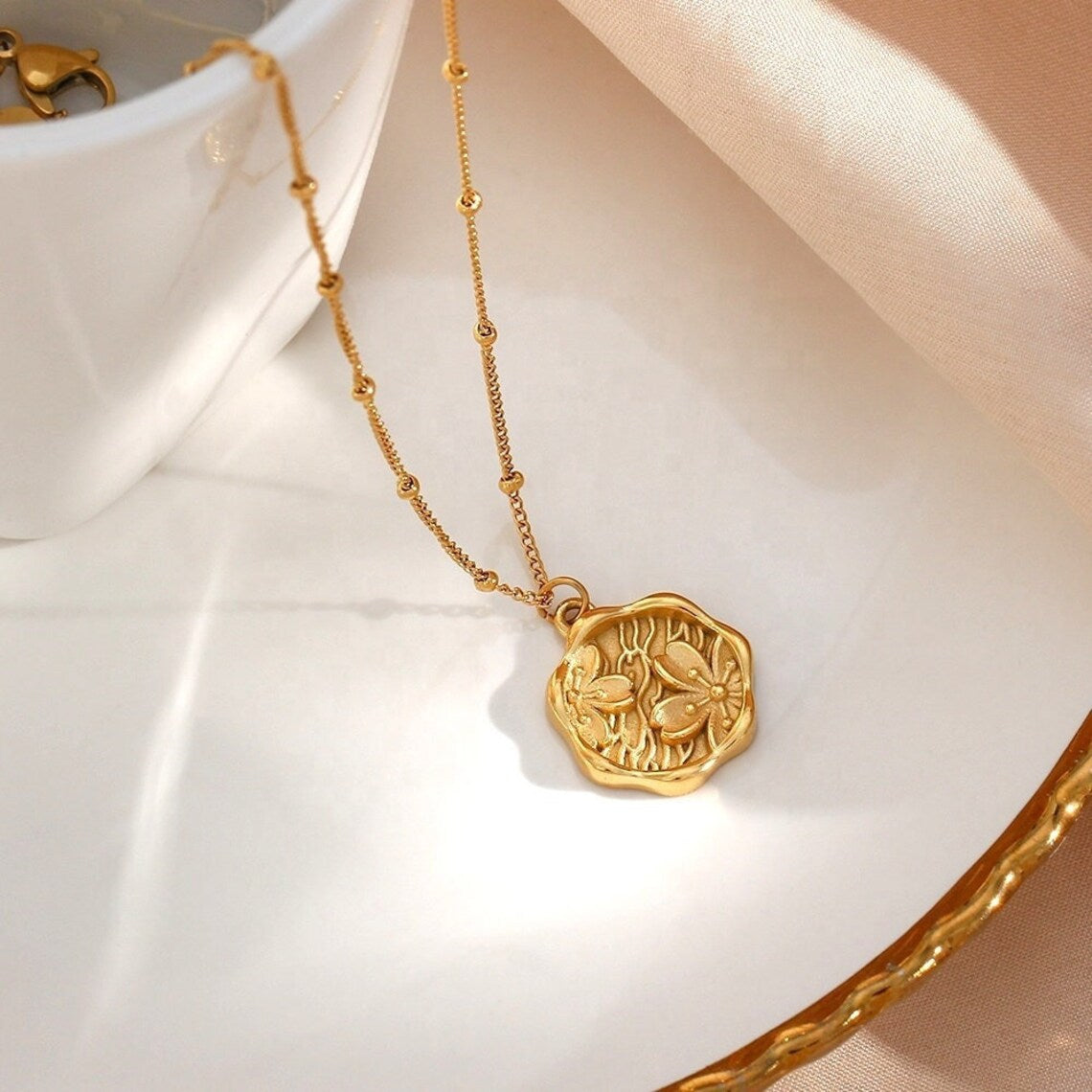 Gold Cherry Blossom Necklace