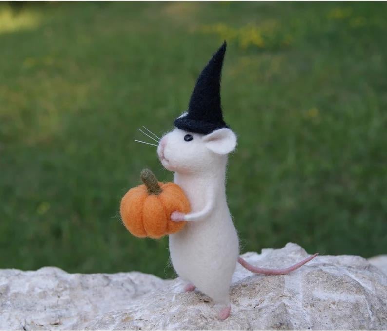 (Handmade, Limited Quantity) Halloween Mouse With A Pumpkin- BUY 3 GET 20% Off