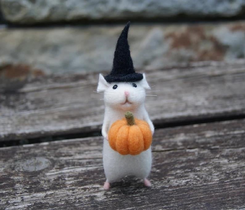 (Handmade, Limited Quantity) Halloween Mouse With A Pumpkin- BUY 3 GET 20% Off