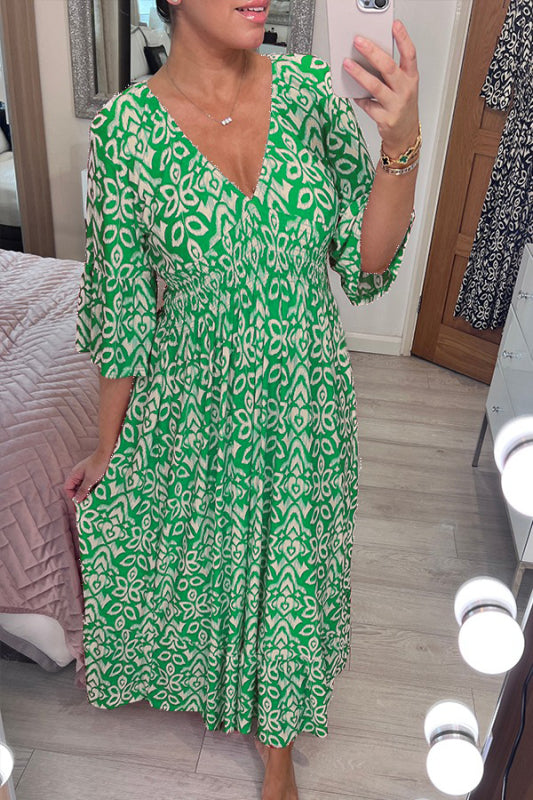 (Hot Sale - 48% OFF) Casual Print V-neck Long Dress