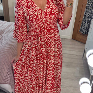 (Hot Sale - 48% OFF) Casual Print V-neck Long Dress