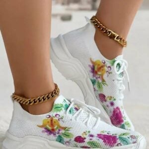 HOT SALE - Floral Print Lace - up Breathable Orthopedic Sneakers