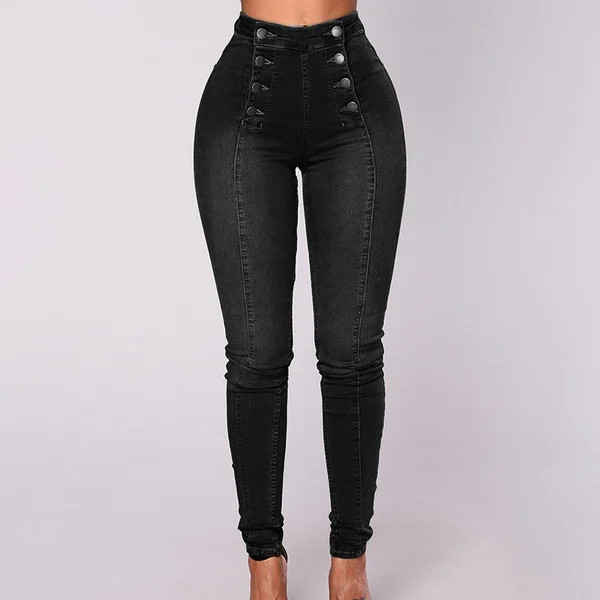 Hot Sale-49% OFF - Double Breasted High Waist Skinny Jeans