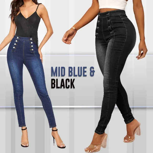 Hot Sale-49% OFF – Double Breasted High Waist Skinny Jeans