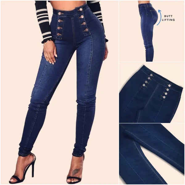 Hot Sale-49% OFF - Double Breasted High Waist Skinny Jeans