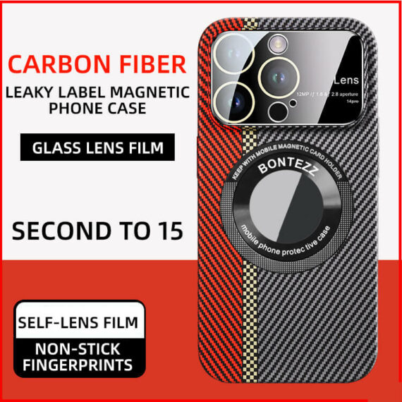 iPhone 14 carbon fiber large window case