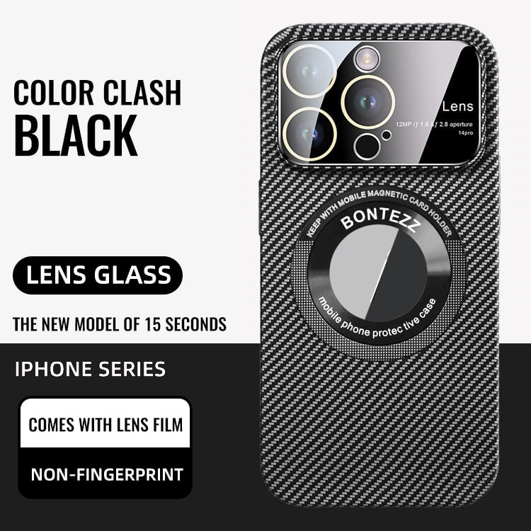 iPhone 14 carbon fiber large window case