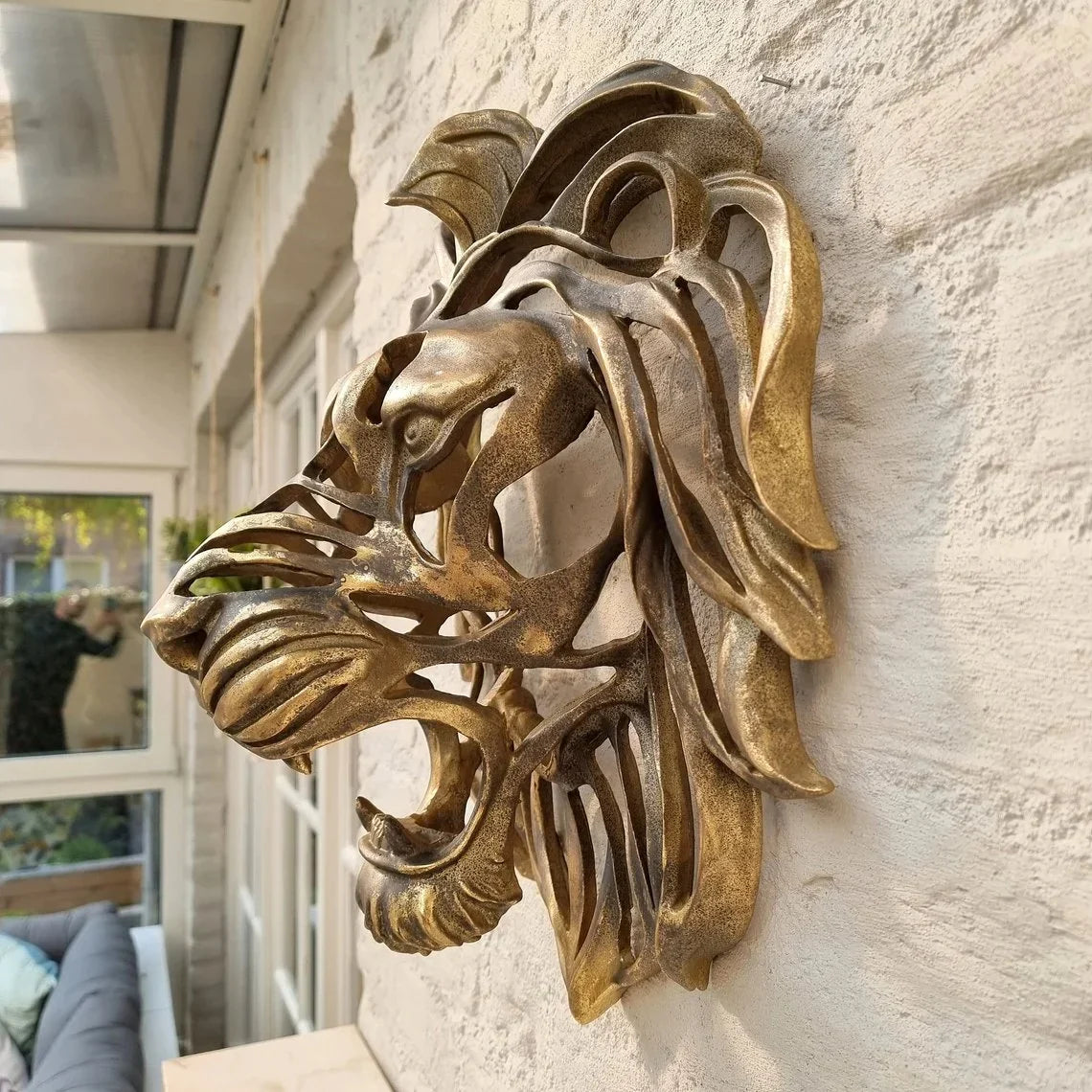 LAST DAY - 49%OFF - Rare Find-Large Lion Head Wall Mounted Art Sculpture