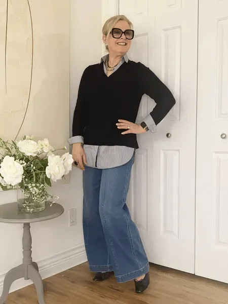 emlaina - SEAMED FRONT WIDE LEG JEANS