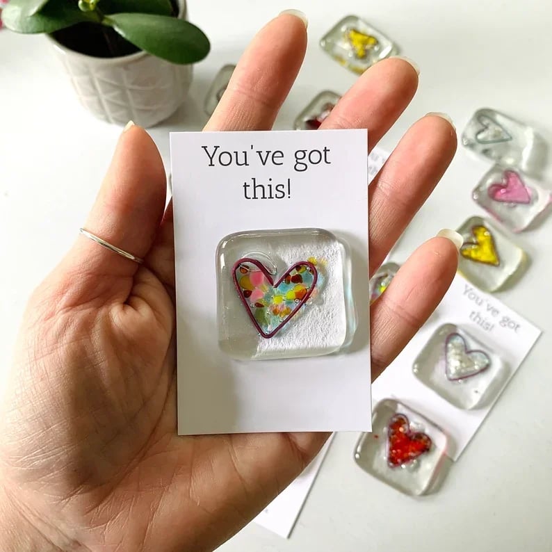 Last day 70% OFF-Fused Glass Heart Pocket Token