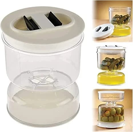 Last Day Special - Pickle and Olives Jar Container with Strainer